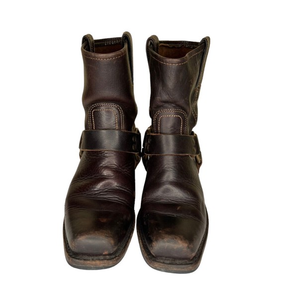 Frye #77455 Harness Brown Leather Motorcycle Boot Women’s Size 7 - Picture 3 of 9